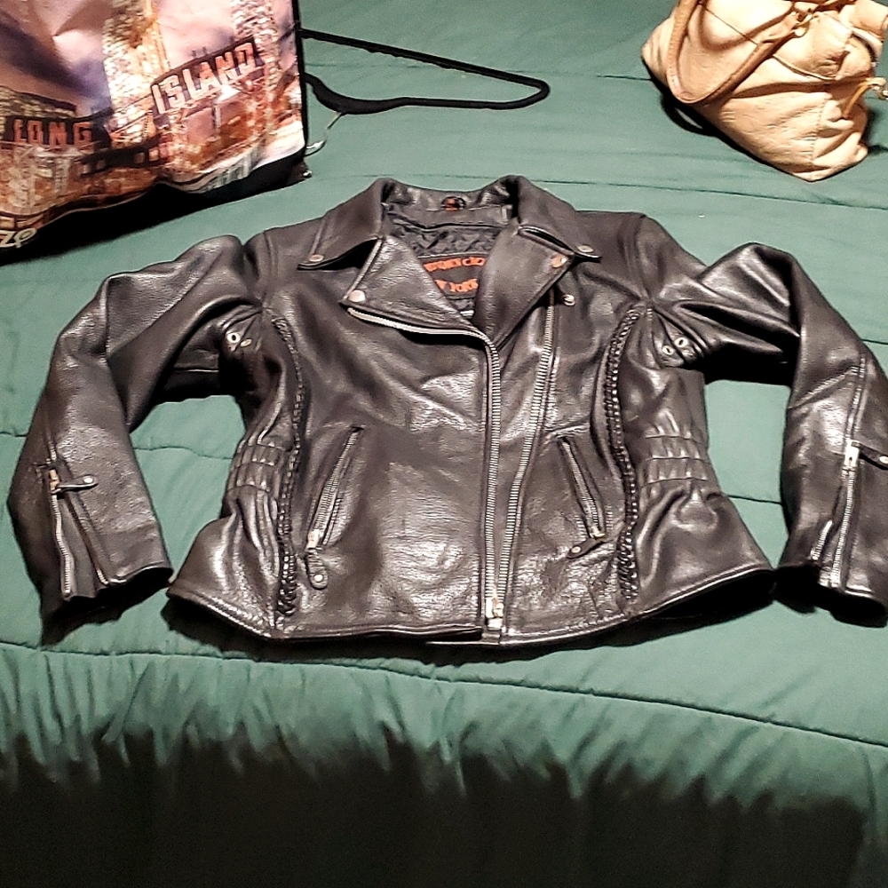 Leather motorcycle jacket